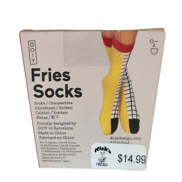 NWT Novelty Mid Length French Fry Fries Socks One Size. - Picture 3 of 9